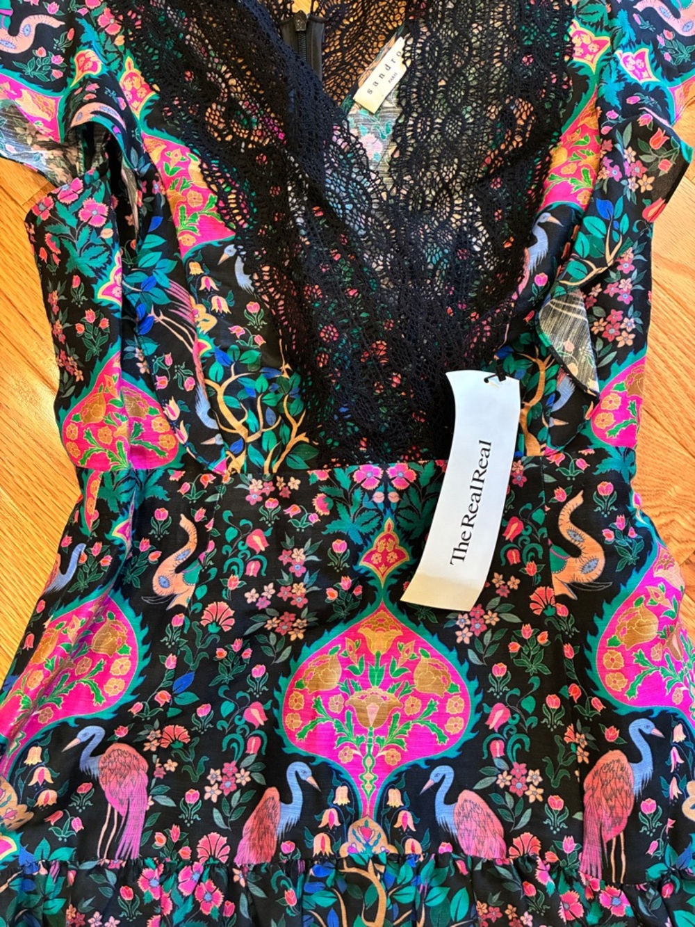 Sandro Paris Iveane Lace-Trim Floral Mini Dress - Picture 8 of 8